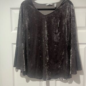 Isaac Mizrahi Velvet Blouse in Deep Brown